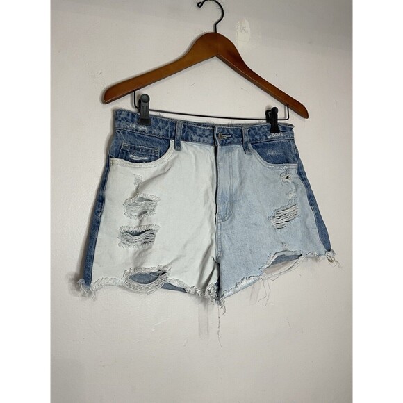 Altrd State Vervet Women Medium Color Block Y2K 90s Blue Denim Short - Picture 2 of 6